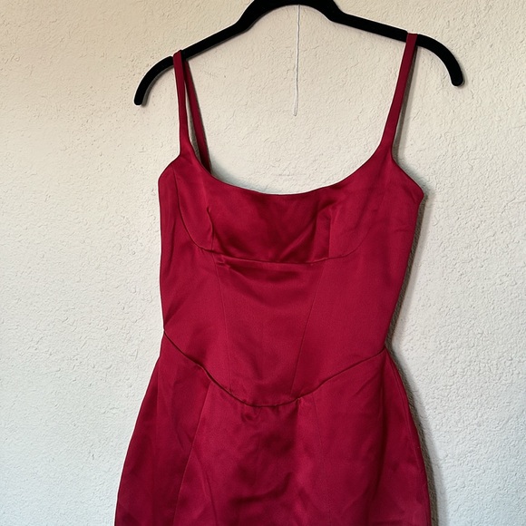HOUSE OF CB  Casimira' Wine red barbie Satin Corset Midi Dress NWOT size XS - Picture 4 of 15